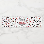 Black Red Glitter Klasse van 2025 Afstuderen Waterfles Etiket (Enkel label)