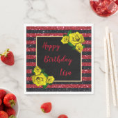 Black Red Glitter Stripes Yellow Roses Birthday Servet (Insitu)
