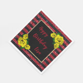 Black Red Glitter Stripes Yellow Roses Birthday Servet (Hoek)