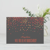 Black Red Glitter Wil je mijn bruidsmeisje zijn? Kaart (Staand voorkant)