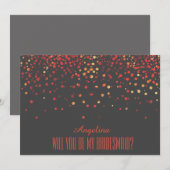 Black Red Glitter Wil je mijn bruidsmeisje zijn? Kaart (Voorkant / Achterkant)