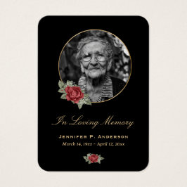 Black Red Gold Floral Memorial Cards Visitekaartje