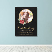 Black Red Gold Floral - Welkomstteken Canvas Afdruk (Insitu (Houten vloer))