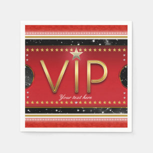 Black Red Gold Glam Stars VIP Ticket Custom Party Servetten