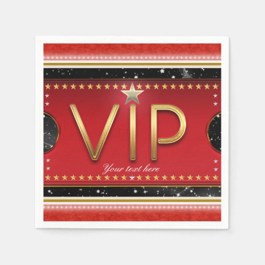 Black Red Gold Glam Stars VIP Ticket Custom Party Servetten (Voorkant)