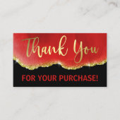 Black Red Gold Glitter Foil Agate Hartelijk dank Visitekaartje (Voorkant)
