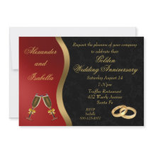 Black Red & Gold - Gouden Jubileum Uitnodiging