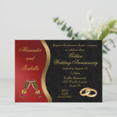 Black Red & Gold - Gouden Jubileum Uitnodiging (Staand voorkant)