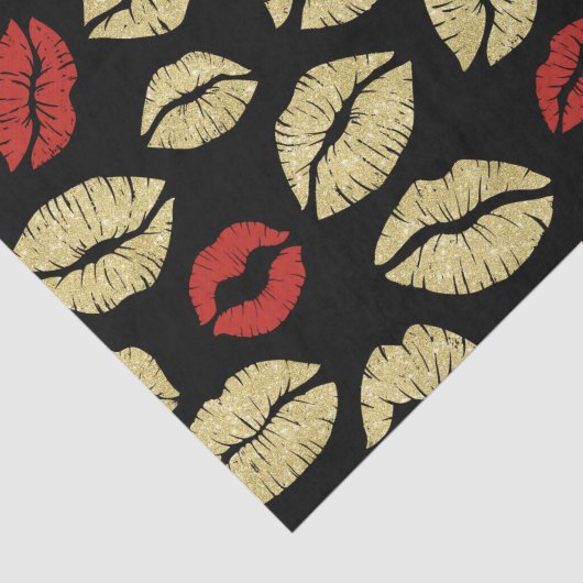Black Red Gold Lips Birthday Tissuepapier (Detail)
