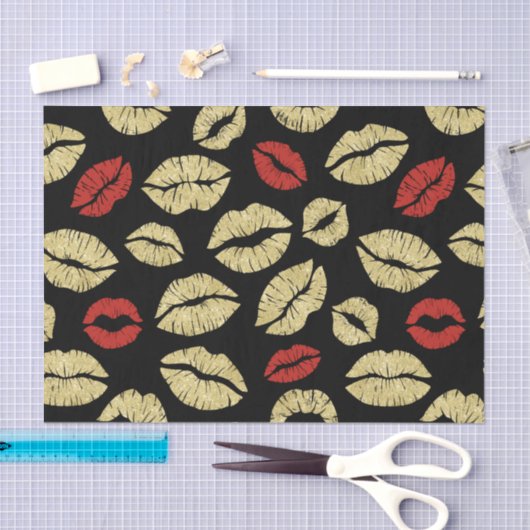 Black Red Gold Lips Birthday Tissuepapier (Craft)