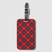 Black Red Gold Lumberjack Pset Patroon Bagagelabel (Voorkant (verticaal))