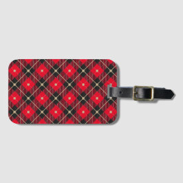 Black Red Gold Lumberjack Pset Patroon Bagagelabel