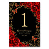 Black Red Gold Quinceanera Kaart (Achterkant)