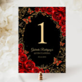 Black Red Gold Quinceanera Kaart