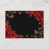 Black Red Gold Quinceanera Reception Details Informatiekaartje (Achterkant)