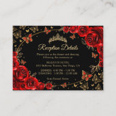 Black Red Gold Quinceanera Reception Details Informatiekaartje (Voorkant)