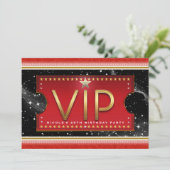 Black Red Gold & Silver Glam VIP Ticket Uitnodigin Kaart (Staand voorkant)