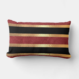 Black Red Golden Stripes Modern Kussen