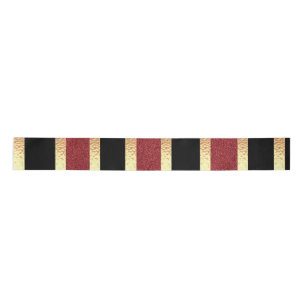 Black Red Golden Stripes Modern Satijnen Lint