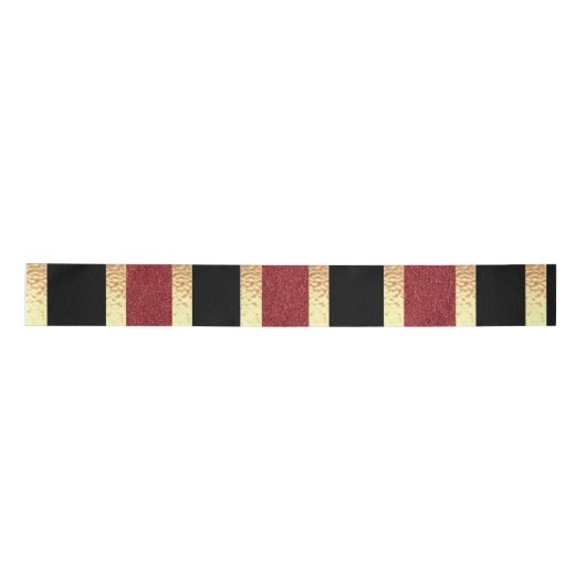 Black Red Golden Stripes Modern Satijnen Lint (Voorkant)