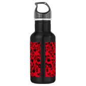 Black Red Gothic Floral Water Flacon met naam Waterfles (Achterkant)