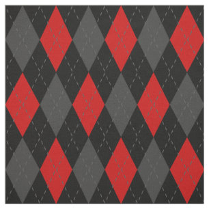 Black Red Gray Argyle Pattern Stof