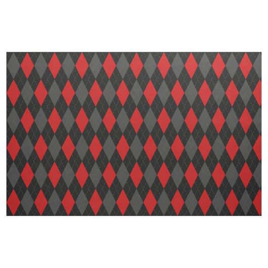 Black Red Gray Argyle Pattern Stof (Fat Quarter)