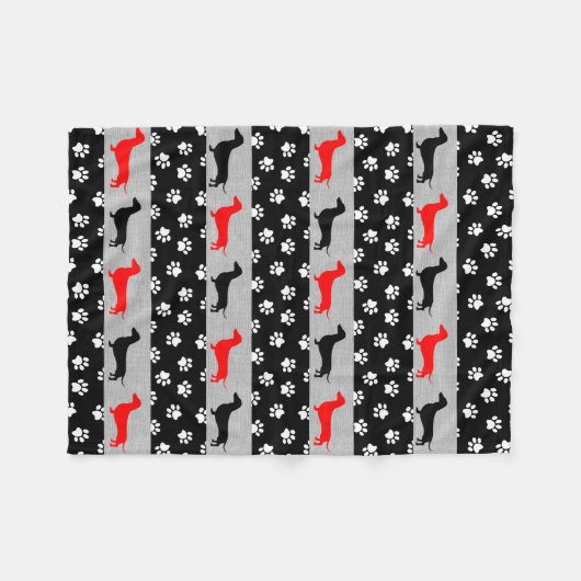 Black Red Gray Dachshund Fleece Blanket (Voorkant (Horizontaal))