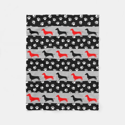 Black Red Gray Dachshund Fleece Blanket (Voorkant)