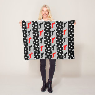 Black Red Gray Dachshund Fleece Blanket Deken
