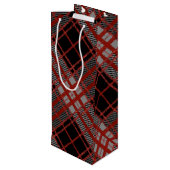 BLACK RED GRAY HALLOWEEN PLAID PATTERN WIJN CADEAUTAS (Achterkant Gekanteld)