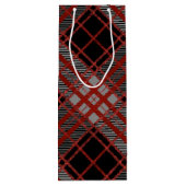 BLACK RED GRAY HALLOWEEN PLAID PATTERN WIJN CADEAUTAS (Achterkant)