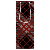 BLACK RED GRAY HALLOWEEN PLAID PATTERN WIJN CADEAUTAS (Voorkant)