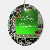 BLACK RED GREEN ART NOUVEAU GEMSTONE MONOGRAM KERAMISCH ORNAMENT (Links)