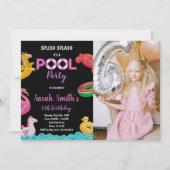 Black Red Green Pool Birthday Invitation foto Kaart (Voorkant)