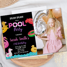Black Red Green Pool Birthday Invitation foto Kaart