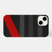 Black, Red, Grey Carbon Fiber Phone Case – Modern  iPhone Hoesje (Achterkant horizontaal)