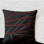 Black Red Grey Modern Elegant Abstract Kussen<br><div class="desc">Moderne werpt kussen met een elegante abstracte lineaire samenstelling in zwart en rood met grijze accenten. Een elegant abstract ontwerp met een organisch lineair patroon kenmerkt rode en grijze accenten op een zwarte achtergrond. Het artistieke ontwerp aan de voorzijde is een gelaagde samenstelling om diepte en perspectief met de zwarte,...</div>