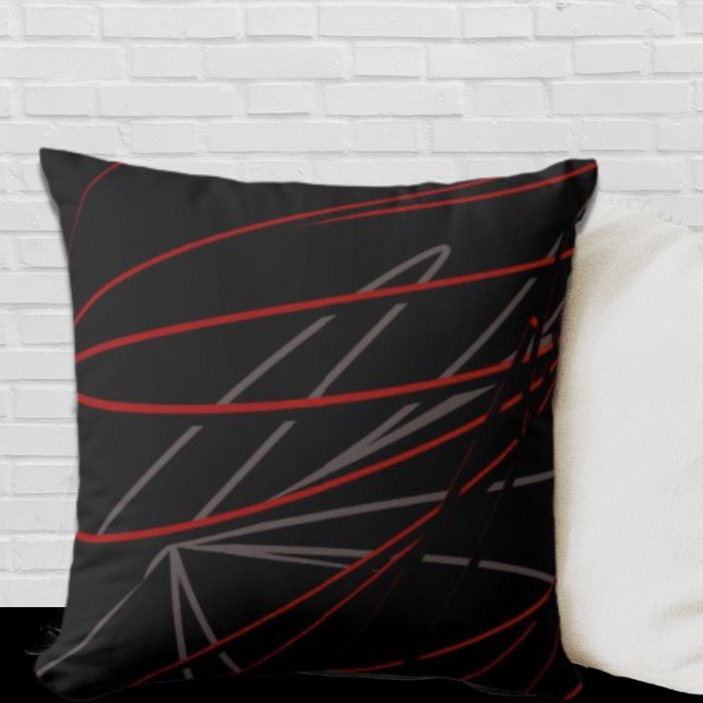 Black Red Grey Modern Elegant Abstract Kussen (Creator heeft geüpload)