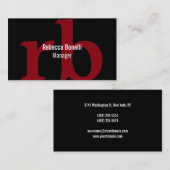 Black Red Grey Monogram Manager Visitekaartje (Voorkant / Achterkant)