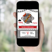 Black Red Grill en Chill Afstuderen BBQ Party Kaart