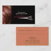 Black Red Hair Salon Appointment Visitekaartje Afsprakenkaartje (Voorkant / Achterkant)
