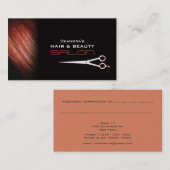 Black Red Hair Salon Appointment Visitekaartje Afsprakenkaartje (Voorkant / Achterkant)