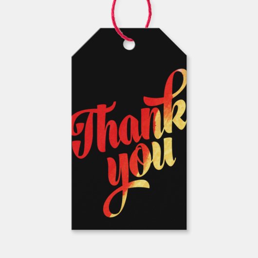 Black Red Hand Lettering Font Dank je cadeau Label Cadeaulabel (Voorkant)