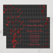 Black Red Harlequin Muzieknoten Weddenschap Kaart (Voorkant / Achterkant)