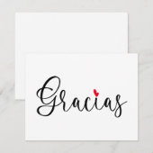 Black Red Heart Handgeschreven Calligrafie Gracias Bedankkaart (Voorkant / Achterkant)