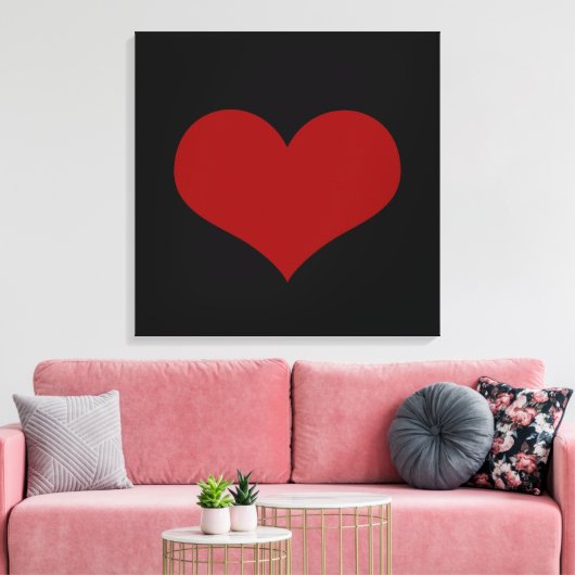 Black Red Heart Love Canvas Afdruk (Insitu (Woonkamer))