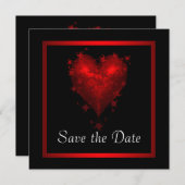 Black Red Heart Red de datum van de bruiloft Save The Date (Voorkant / Achterkant)