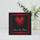 Black Red Heart Red de datum van de bruiloft Save The Date (Staand voorkant)