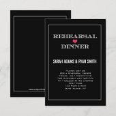 Black Red Heart Wedding Rehearsal Dinner Invites Kaart (Voorkant / Achterkant)